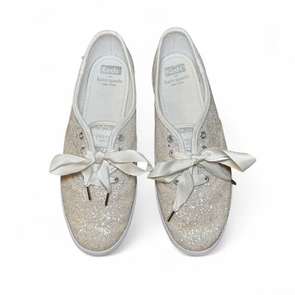 Keds X Kate Spade New York Champion Glitter Wedding Flats Sneakers Sz 7.5 - Picture 1 of 8